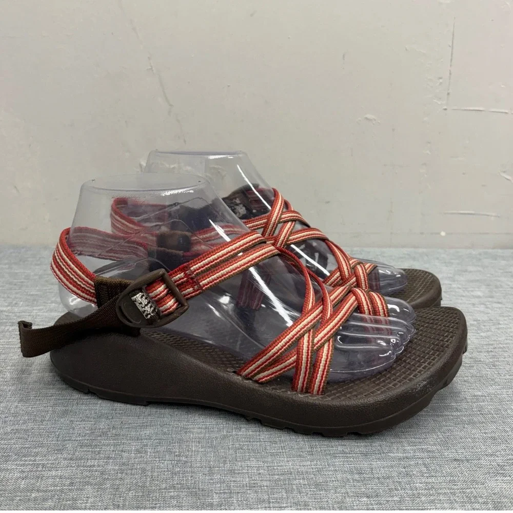 Chaco Z/2 Yampa Sandals Womens 8 Brown Red Double Strap Toe Loop Vibram Hiking
